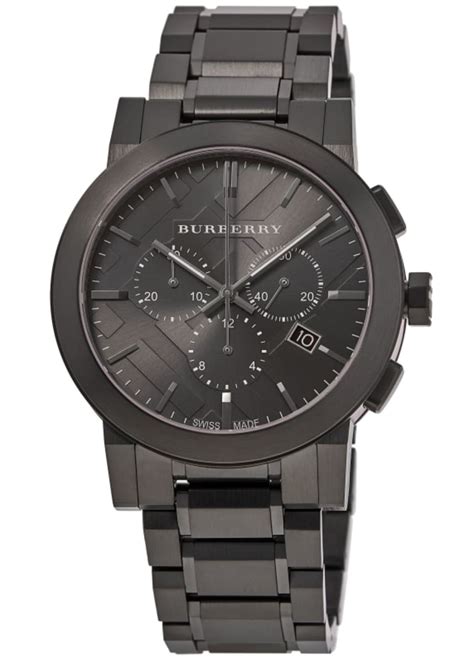 burberry check stamped bracelet watch 42mm|Men's Swiss Chronograph Gray Ion Steel 42mm .